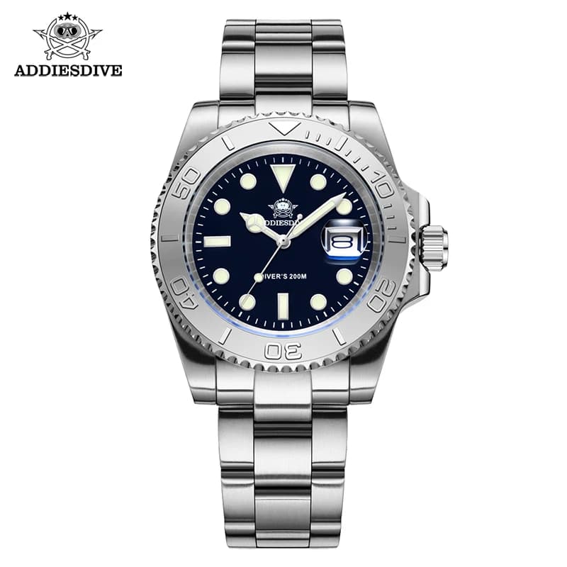 Addiesdive relógio de quartzo masculino 200m à prova dwaterproof água moldura cerâmica relógio aço espelho ampliação vidro bgw9 azul luminoso relógio mergulho
