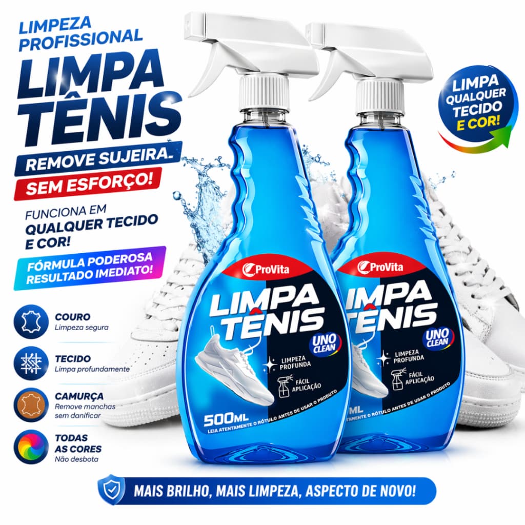 2 Limpa Tênis À Seco Spray Premium 500ml Remove Sujeira Pesada Renova Calçado Solado Branco Colorido