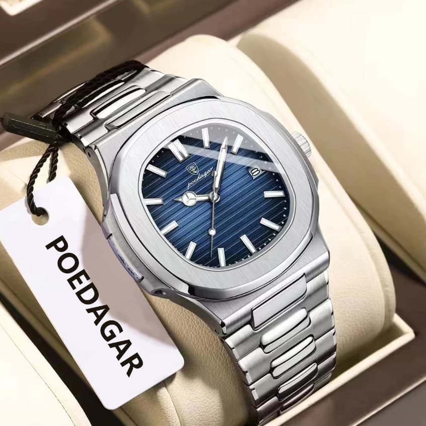 POEDAGAR Topo Relógio Masculino De Negócios Aço Inoxidável Data Quartzo Homem À Prova Dwaterproof Água Luminosa Luxo Rel